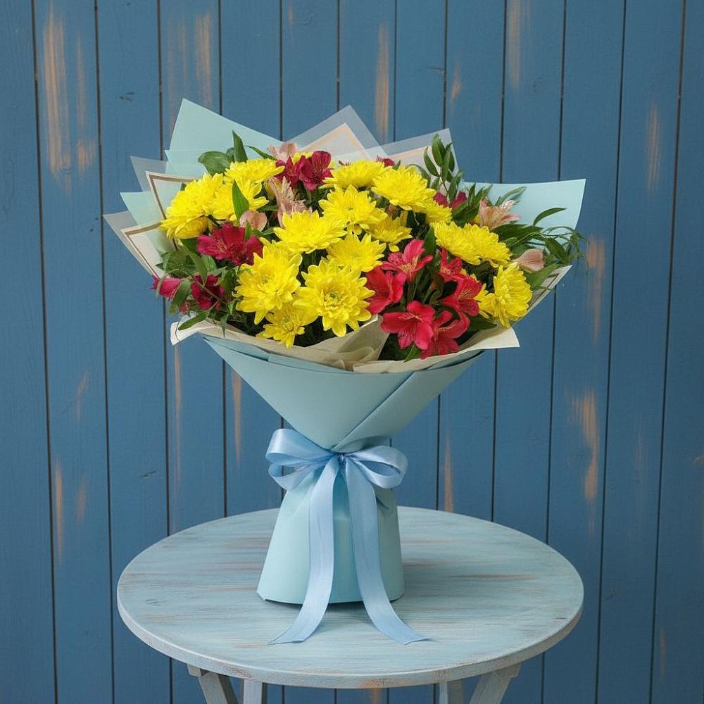 Букет цветов из: Альстромерии и Хризантемы в Судислово