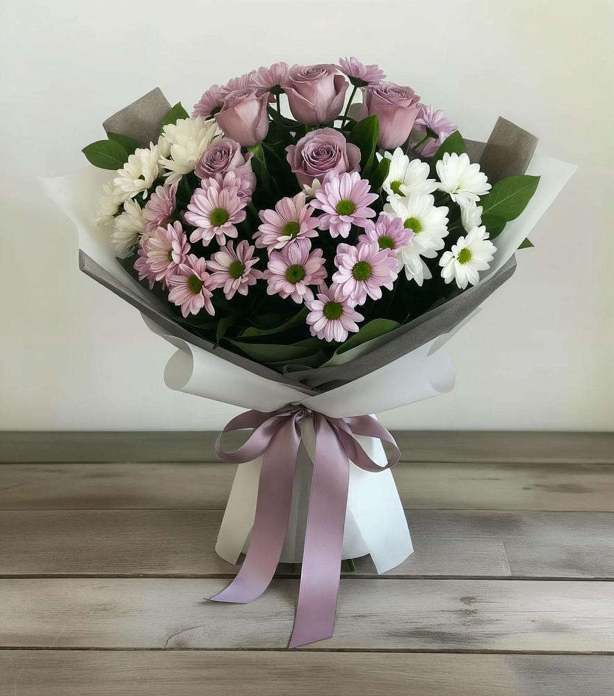 Букет цветов из: Хризантемы и Розы в Судислово