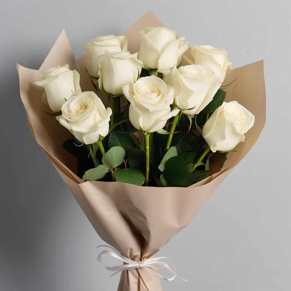 Букет 9 Белых роз Эдлесс Лав в Судислово