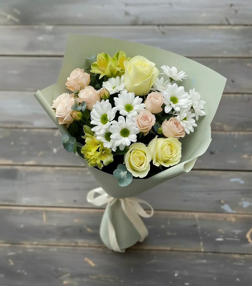 Букет цветов из: Альстромерии, Розы и Хризантемы в Судислово