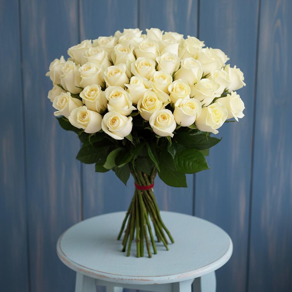 Букет 51 Белая роза Эдлесс Лав в Судислово