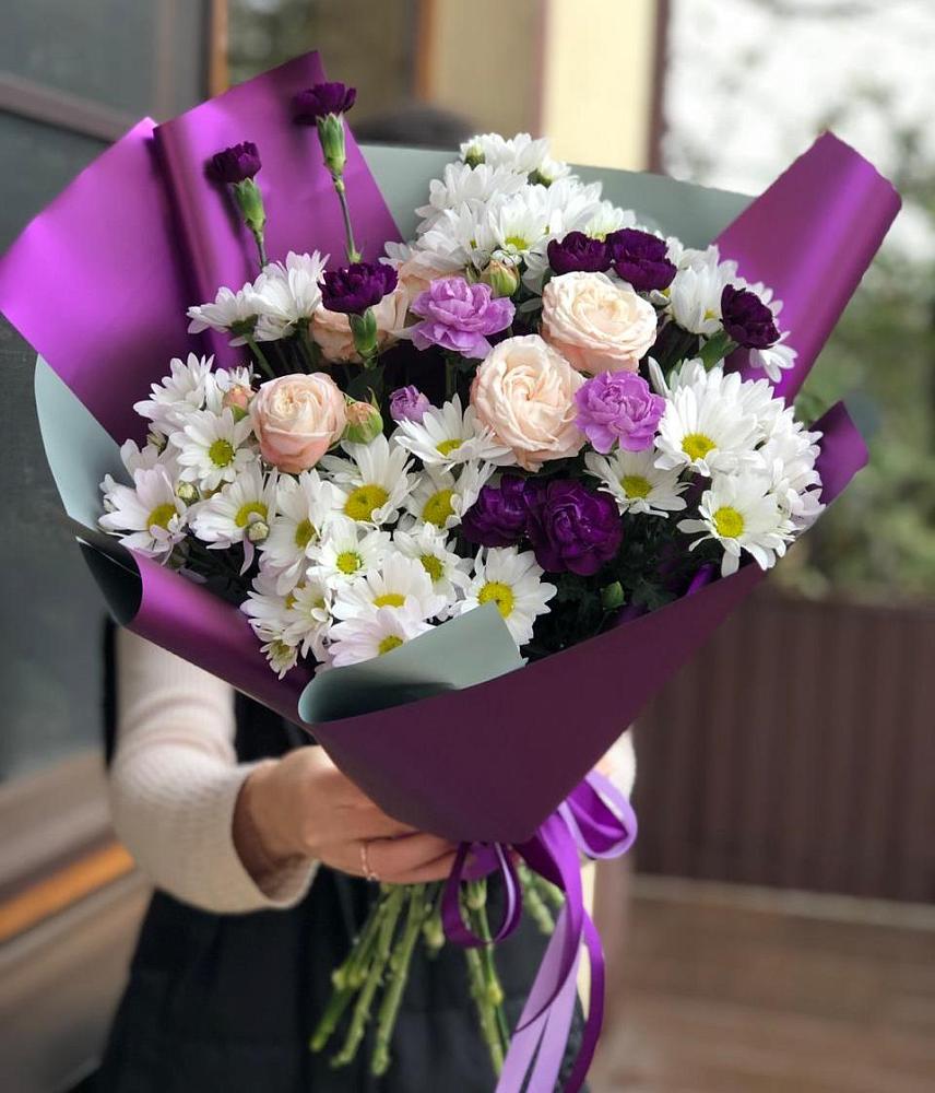 Букет цветов из: Хризантемы, Гвоздики и Розы в Судислово