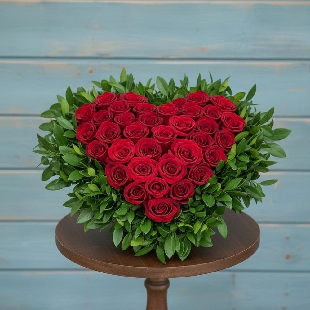 Цветочная композиция из Розы в виде сердца в Судислово