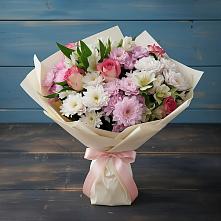 Букет цветов из:  Хризантемы, Альстромерии и Розы в Судислово