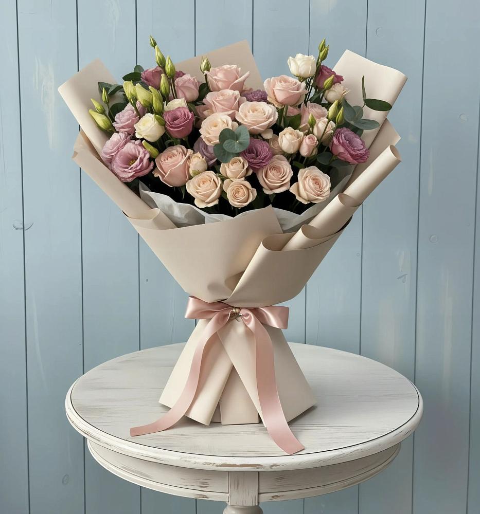 Букет цветов из: Розы и Лизиантусы в Судислово