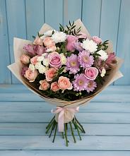 Букет цветов из:  Хризантемы, Розы и Альстромерии в Судислово